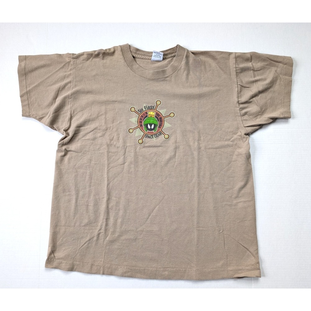 Vintage Six Flags Space Gear Shirt Mens Large BOXY Marvin the Martian Warner Bro